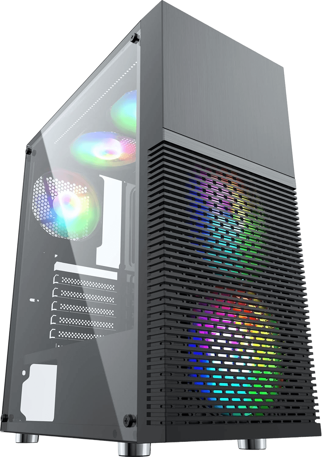 AvP X7 Mesh RGB Mid Tower Case with 3 x 120mm RGB Fans Tempered Glass Side thumbnail 4