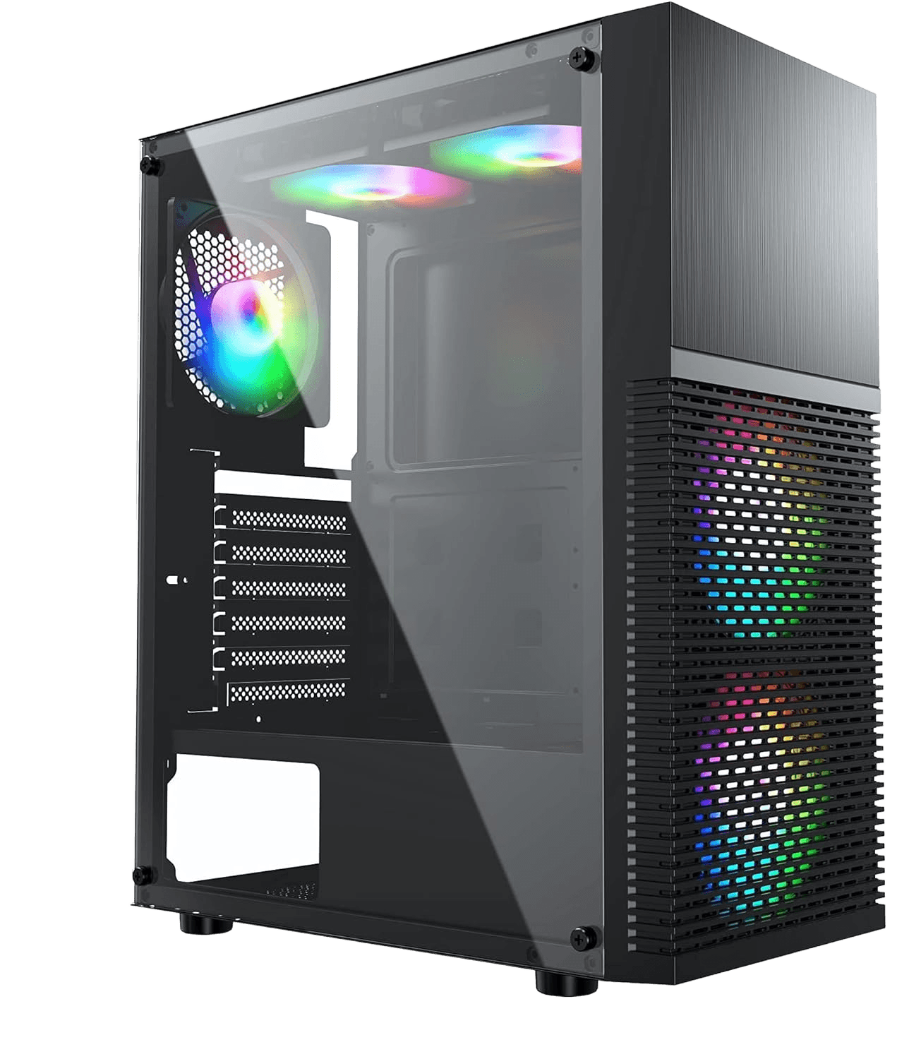 AvP X7 Mesh RGB Mid Tower Case with 3 x 120mm RGB Fans Tempered Glass Side thumbnail 6