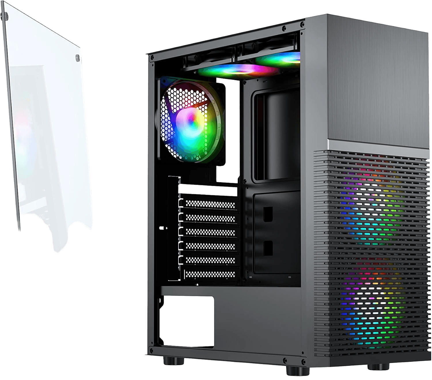 AvP X7 Mesh RGB Mid Tower Case with 3 x 120mm RGB Fans Tempered Glass Side thumbnail 3