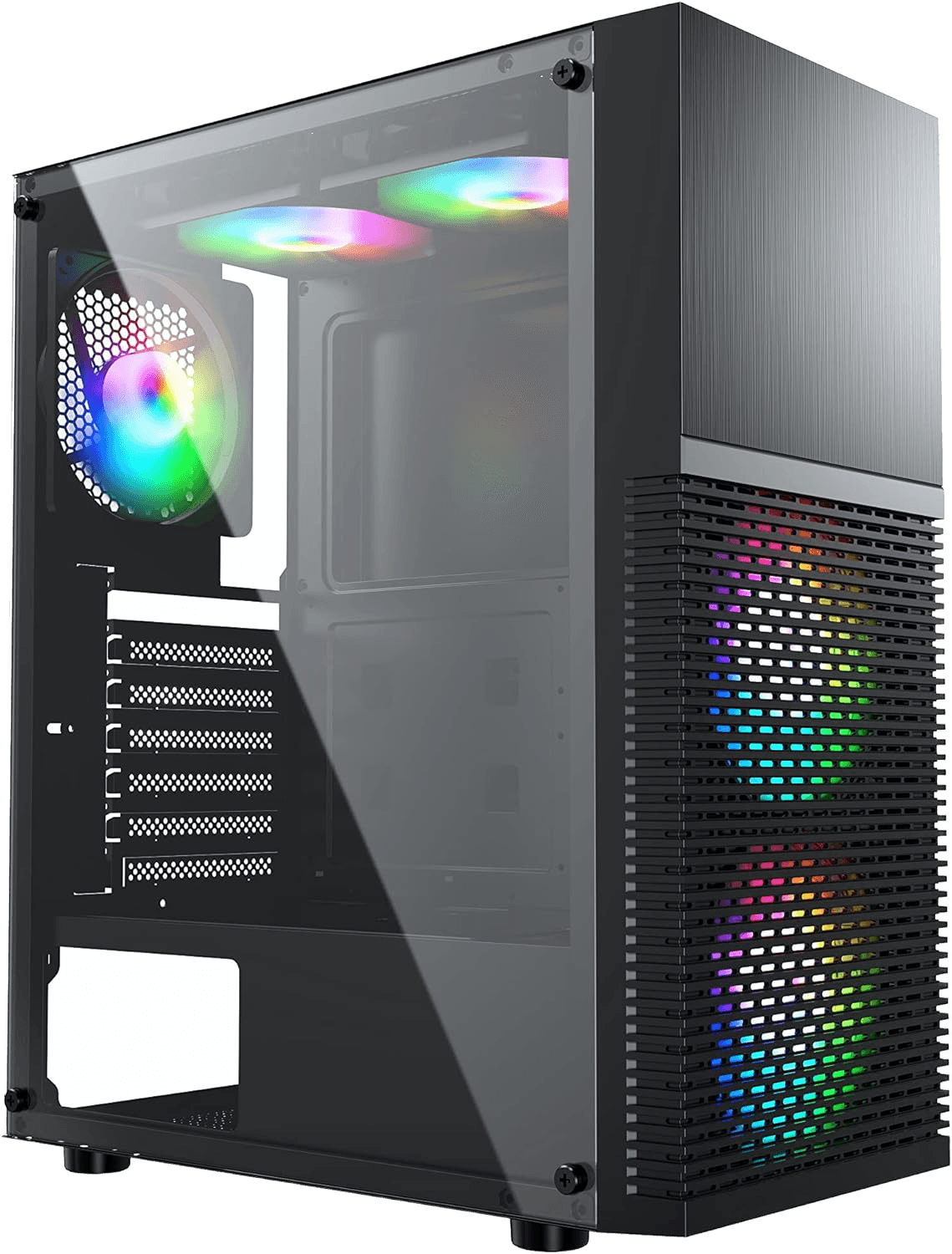 AvP X7 Mesh RGB Mid Tower Case with 3 x 120mm RGB Fans Tempered Glass Side